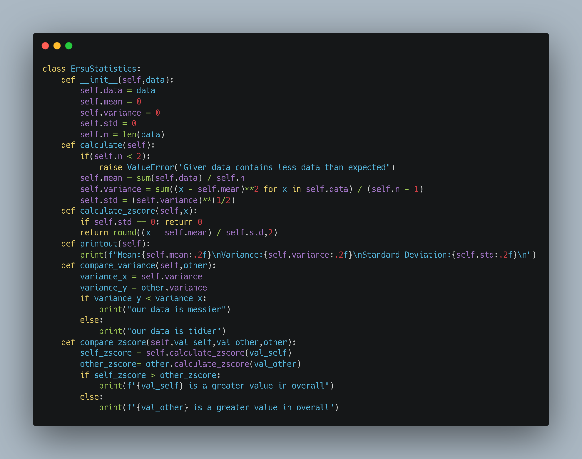Source Code of ErsuStatistics Class