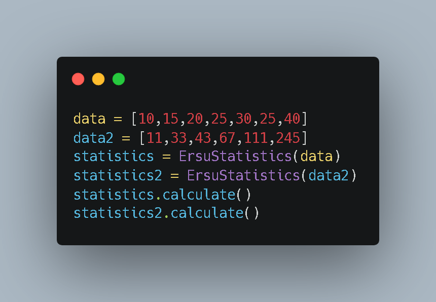 Setup code initializing the data
