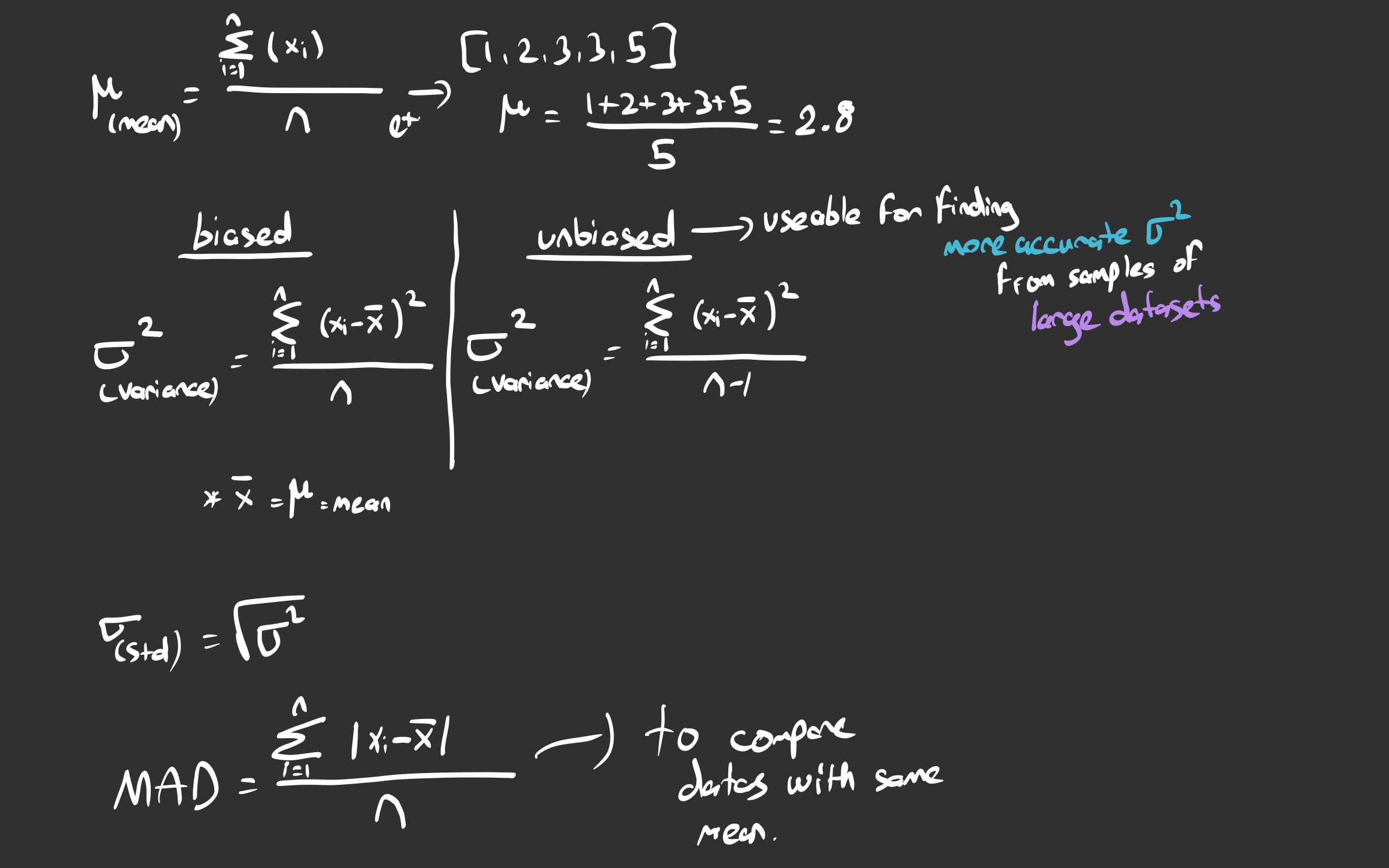Variance and Standard Deviation Notes